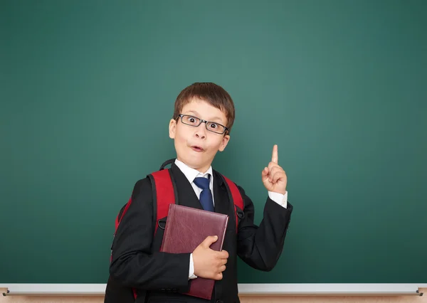 Schoolboy and the school board — Stock Photo, Image