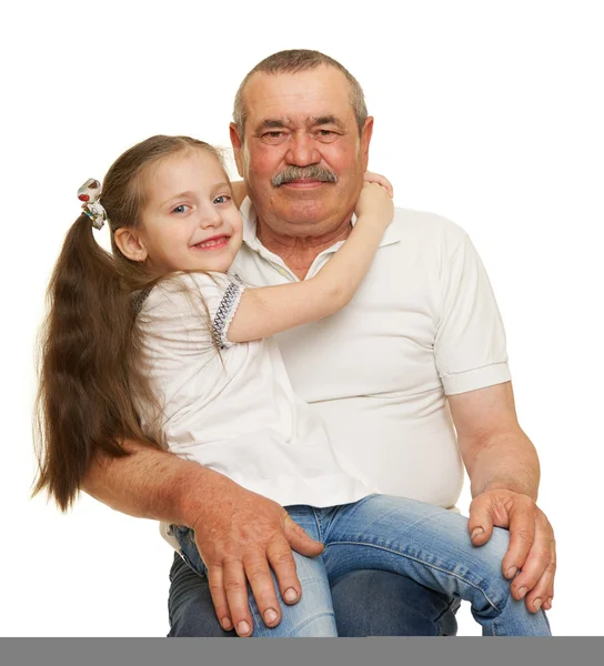 Grandfather and grandchildren portrait studio shoot — Stock Photo, Image