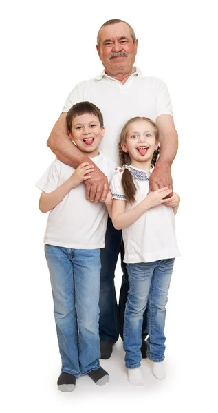 Sénior com crianças retrato de família — Fotografia de Stock