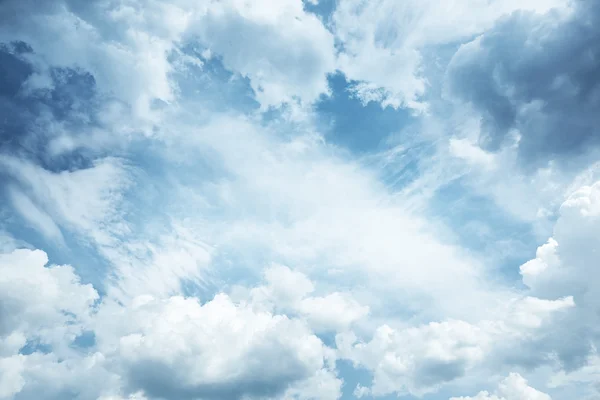 Blue sky background as frame with cumulus clouds — Stock Photo, Image