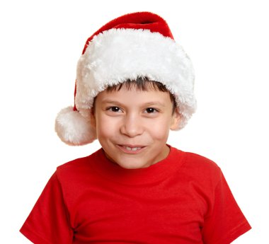 Çocuk santa yardımcı şapka portre - kış tatil Noel kavramı