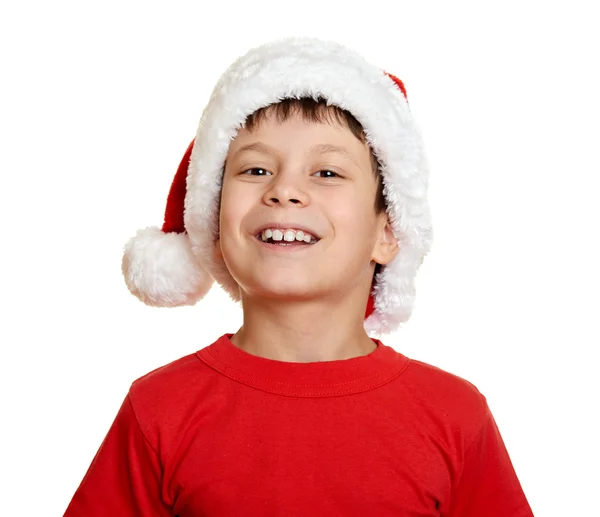 Хлопчик у капелюсі Санти портрет зимові канікули різдвяна концепція — стокове фото