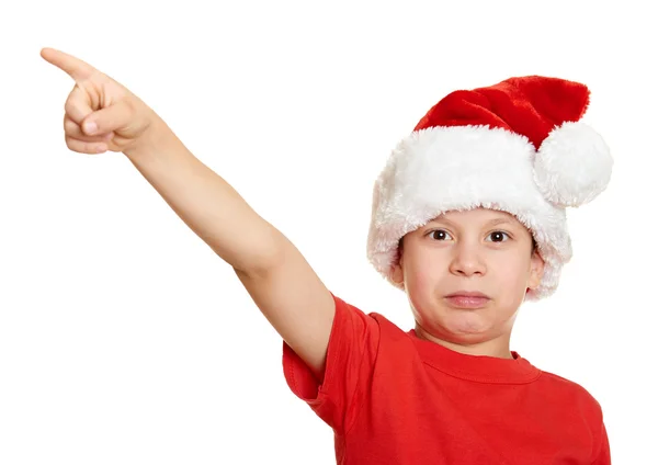 Ragazzo in cappello Babbo Natale ritratto - vacanza invernale concetto di Natale — Foto Stock