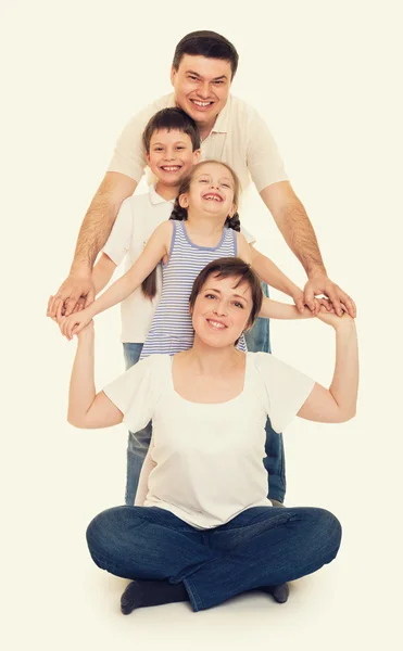 행복 한 가족 노란색 톤 — 스톡 사진