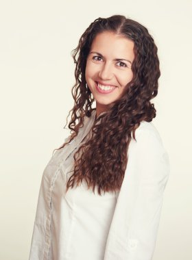 mutlu kadın portre üzerinde beyaz 