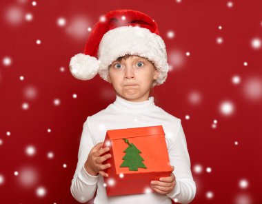 kış, çocuğu, Noel kavramı - santa Yardım'sürpriz kız