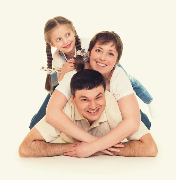 Familia feliz en blanco — Foto de Stock