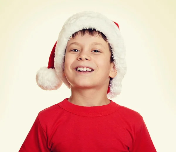 Boy in santa helper hat portrait - winter holiday christmas concept Stock Photo