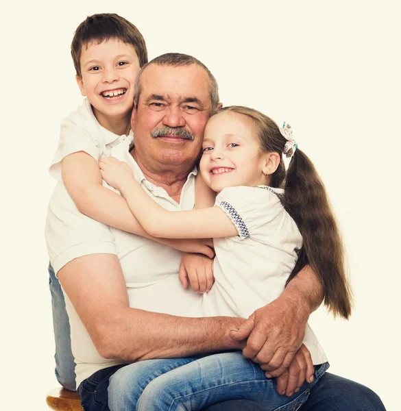 Grandfather and grandchildren portrait — Stock Photo, Image