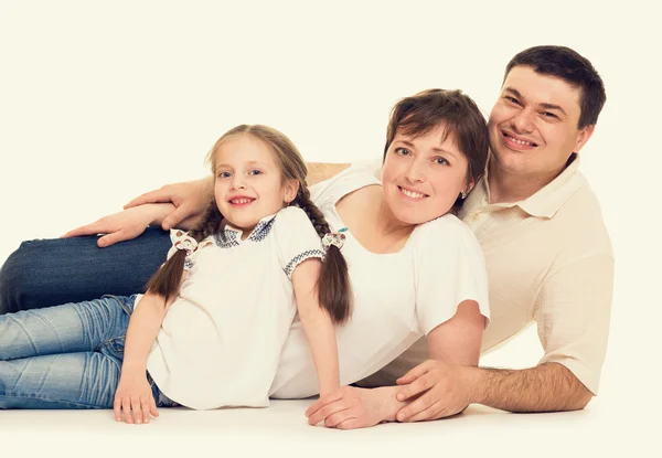 Happy family on white — Stock Photo, Image