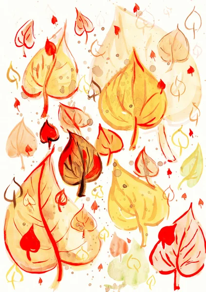 Feuilles d'automne fond, peinture aquarelle sur papier — Photo