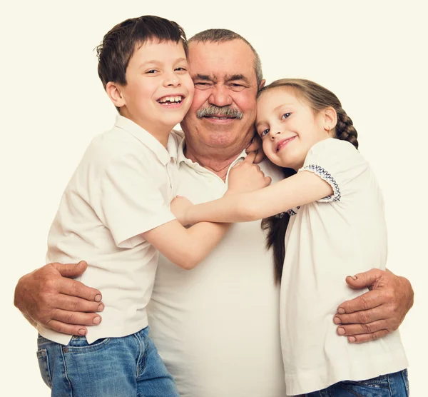Farfar och barnbarn porträtt — Stockfoto