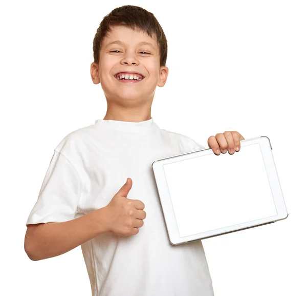 Niño con tableta de ordenador —  Fotos de Stock