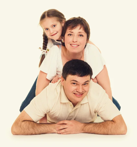 Happy family on white — Stock Photo, Image