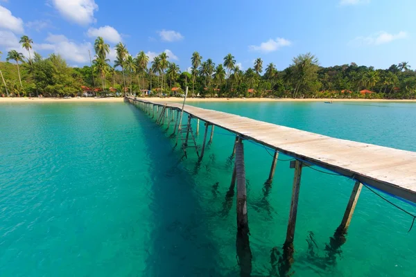 Wooden pontoon in tropical sea — Stock Photo, Image