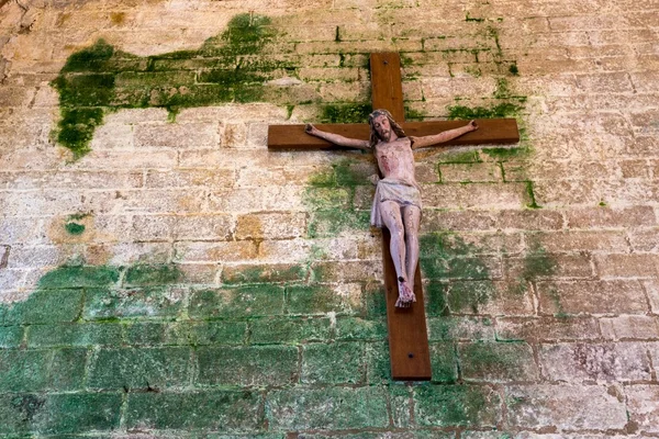 Christ on damaged wall — Stock Photo, Image