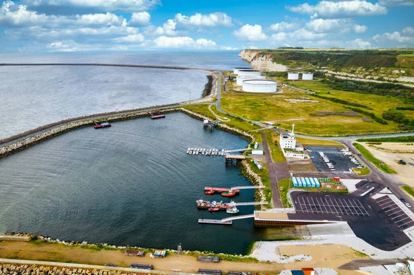 Luftaufnahme Des Veralteten Ölhafens Antifer Havre Der Normandie Frankreich — Stockfoto