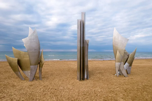 Omaha Praia Metal Escultura Artística Memória Dos Eua Batalha Segunda — Fotografia de Stock