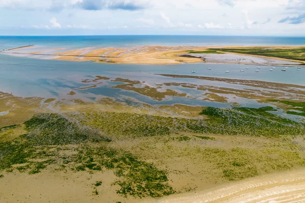 Aerial View Ouistreham Shore Low Tide Normandie France — Stock Photo, Image