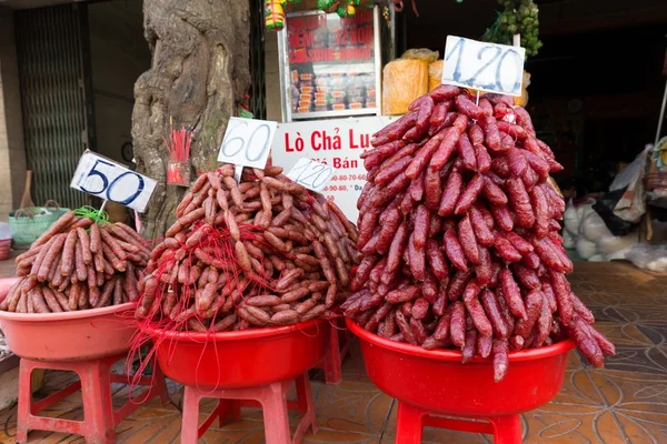 Asian sausage in street market — Stock Photo, Image