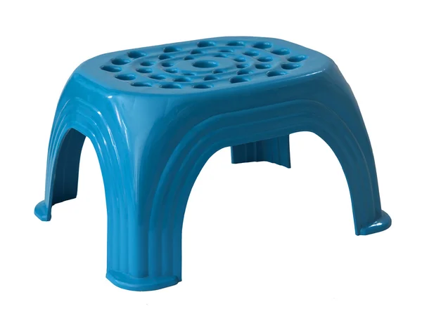 Mini blauw plastic kruk op wit — Stockfoto