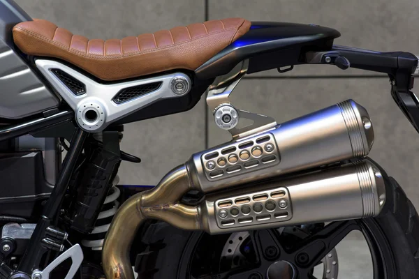 Modern motorcycle exhaust pipe — Stock Photo, Image