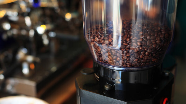 Coffee beans in coffee machine