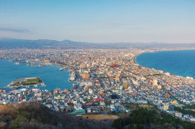 Hakodate cityscape görünümü akşam