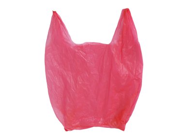 Kırmızı plastik torba boş beyaz izole 