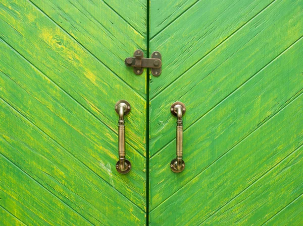 Classic knob with green wood door — Stock Photo, Image