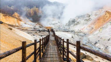 Jigokudani cehennem Vadisi ile şiddetli yağmur
