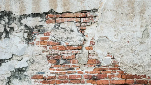 Stary Grunge Czerwona Ściana Cegły Obrane Białe Beżowe Tło Stiukowe — Zdjęcie stockowe