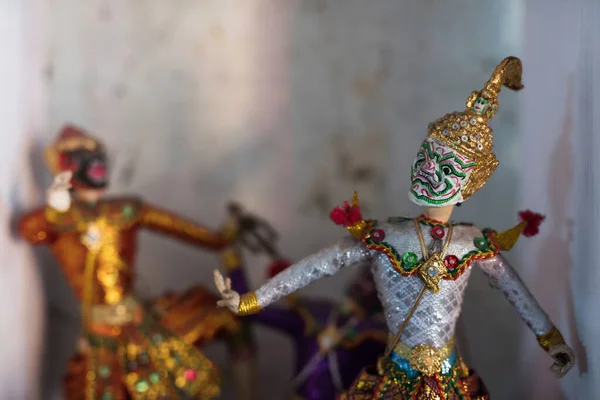 Modelki Kostiumach Okresu Tajskiego Masce Hanumanowej Marionetka Khon Ozdobiona Starej — Zdjęcie stockowe