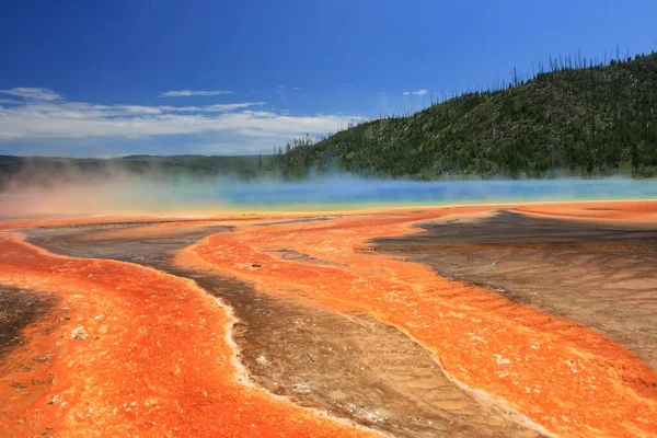 Grand Prismatic Spring Blue Sky Yellowstone National Park Γουαϊόμινγκ Ηπα — Φωτογραφία Αρχείου