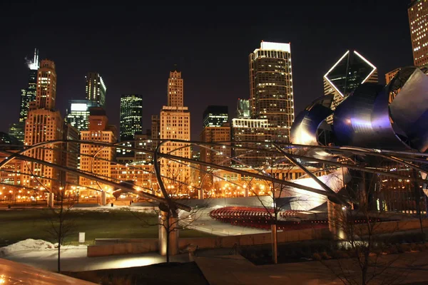 Vista Aérea Jay Pritzker Concert Pavilion Portão Nuvens Edifício Moderno — Fotografia de Stock