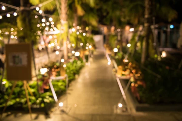 Blurred Outdoor Wedding Ceremony Light Decoration Night Garden —  Fotos de Stock