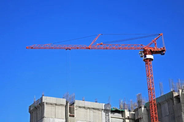 Red crane at Construction site — Stock Photo, Image