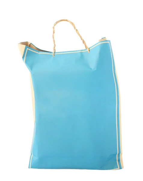 Izole mavi kağıt alışveriş çantası — Stok fotoğraf