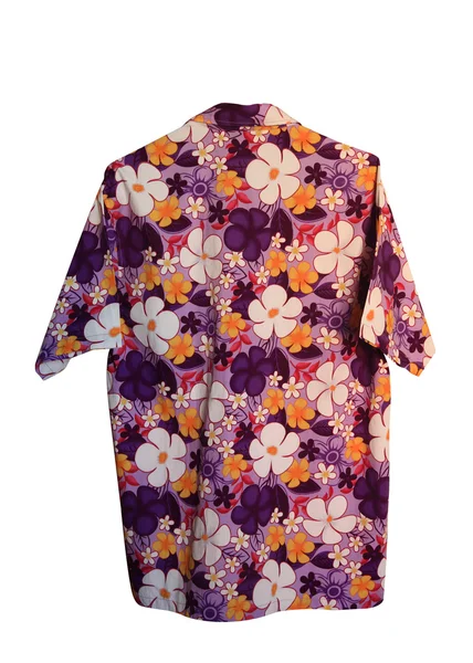 Camisa Songkran púrpura con patrón de flores aislado en blanco — Foto de Stock