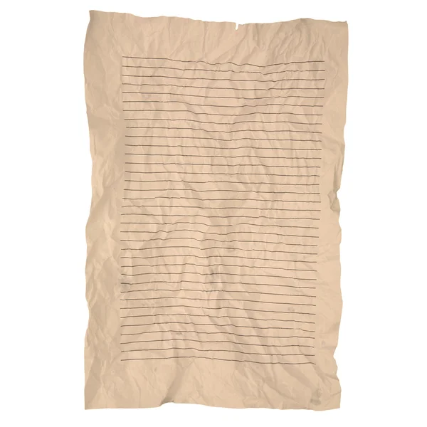 Åldrarna brun skrynkligt papper med linje — Stockfoto