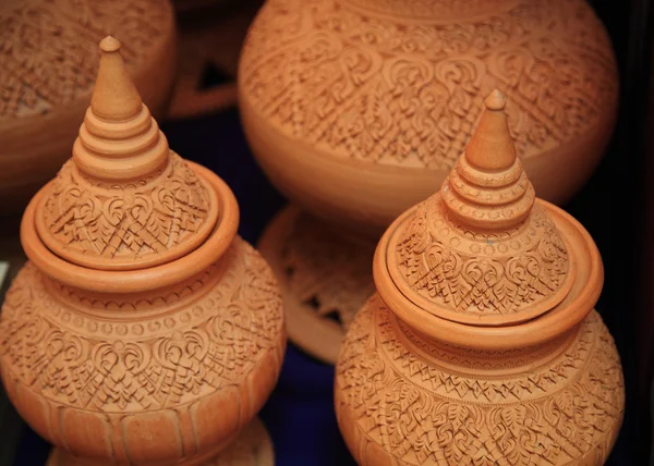 Thai clay pottery made by shaker craft — Stock Photo, Image