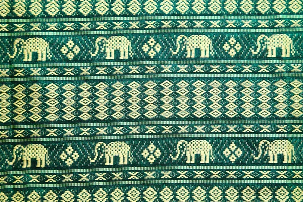 Thai style elephant pattern silk textile — Stock Photo, Image