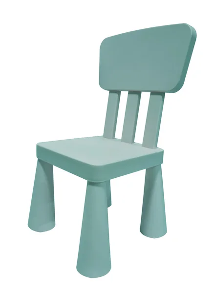 Chaise enfant en plastique bleu isolé sur blanc — Photo