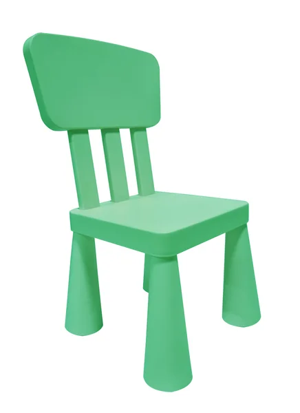 Zelená plastová židle nebo stoličky, izolované na bílém — Stock fotografie