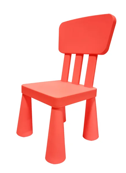 Red plastic chair or stool isolated on white — Stock Photo, Image