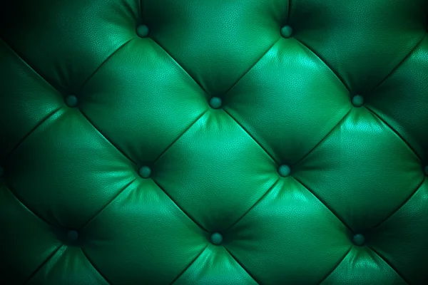 Vintage verde couro sofá botão — Fotografia de Stock