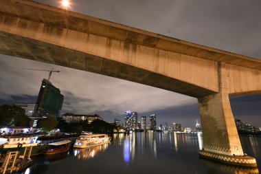 Bangkok Chao Phraya Nehri manzarası cityscape Manzaralı