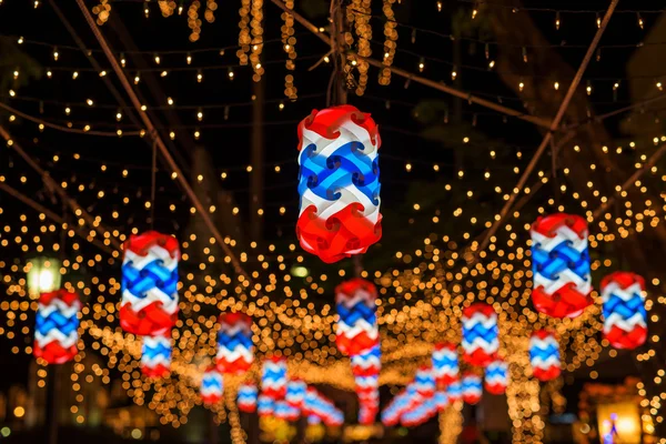 Thai flag lamps and lights, Bangkok — Stock Photo, Image