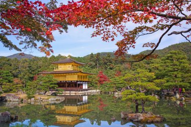 Sonbahar Kinkakuji tapınakta Kyoto
