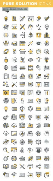 Conjunto de diseño de línea delgada vector moderno e iconos de desarrollo de sitios web — Vector de stock